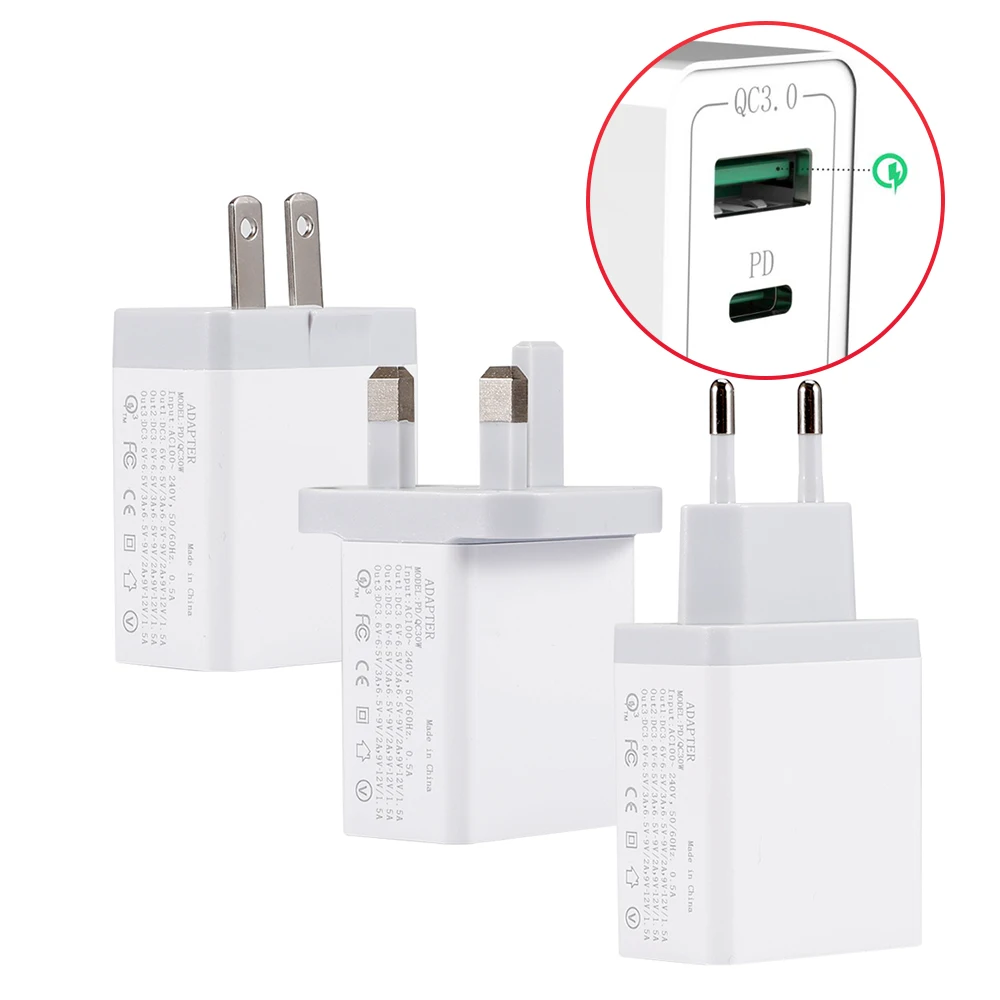 QC 3,0+ PD 36 Вт быстрое зарядное устройство для Apple MacBook iPhone Быстрая зарядка мобильного телефона планшета универсальный ЕС США Великобритания разъем Qc 3,0 PD зарядное устройство