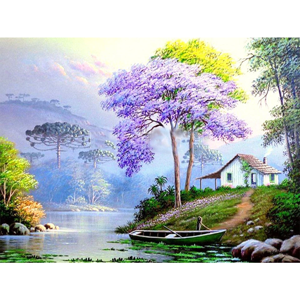 5D DIY Diamond Painting Landscape Full Square/Round House Diamond Embroidery Rhinestone Art Picture Mosaic Home Decoration Gift 