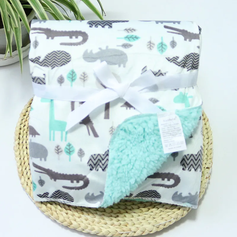 High-Quality-Baby-Blanket-Coral-Fleece-Cartoon-Thicken-Double-Layer-Swaddle-Envelope-Stroller-Wrap-For-Bebe
