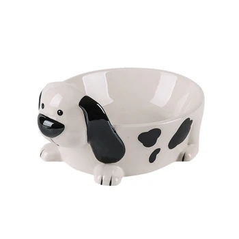 

Creative 3D Dog-Shaped Colored Ceramic Dog Food Bowl, Add Cutlery for Small and Medium Anti-Tip Pets, Painted Pet Bowl