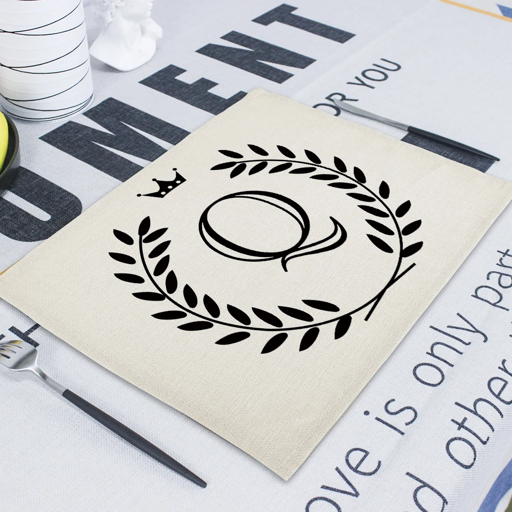 42*32cm Geometric Letter Wedding Napkin Dining Table Mat Drink Coasters Linen Pads Kitchen Table Mats Napkins Servilleta De Tela - Цвет: CD32-17