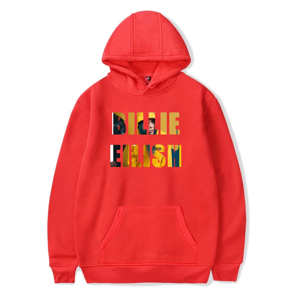 Уличная одежда Billie Eilish, худи для мужчин/женщин, черная толстовка с капюшоном для пары Billie Eilish, толстовка, простая, сохраняющая тепло, Женская/мужская толстовка с капюшоном, одежда - Цвет: red