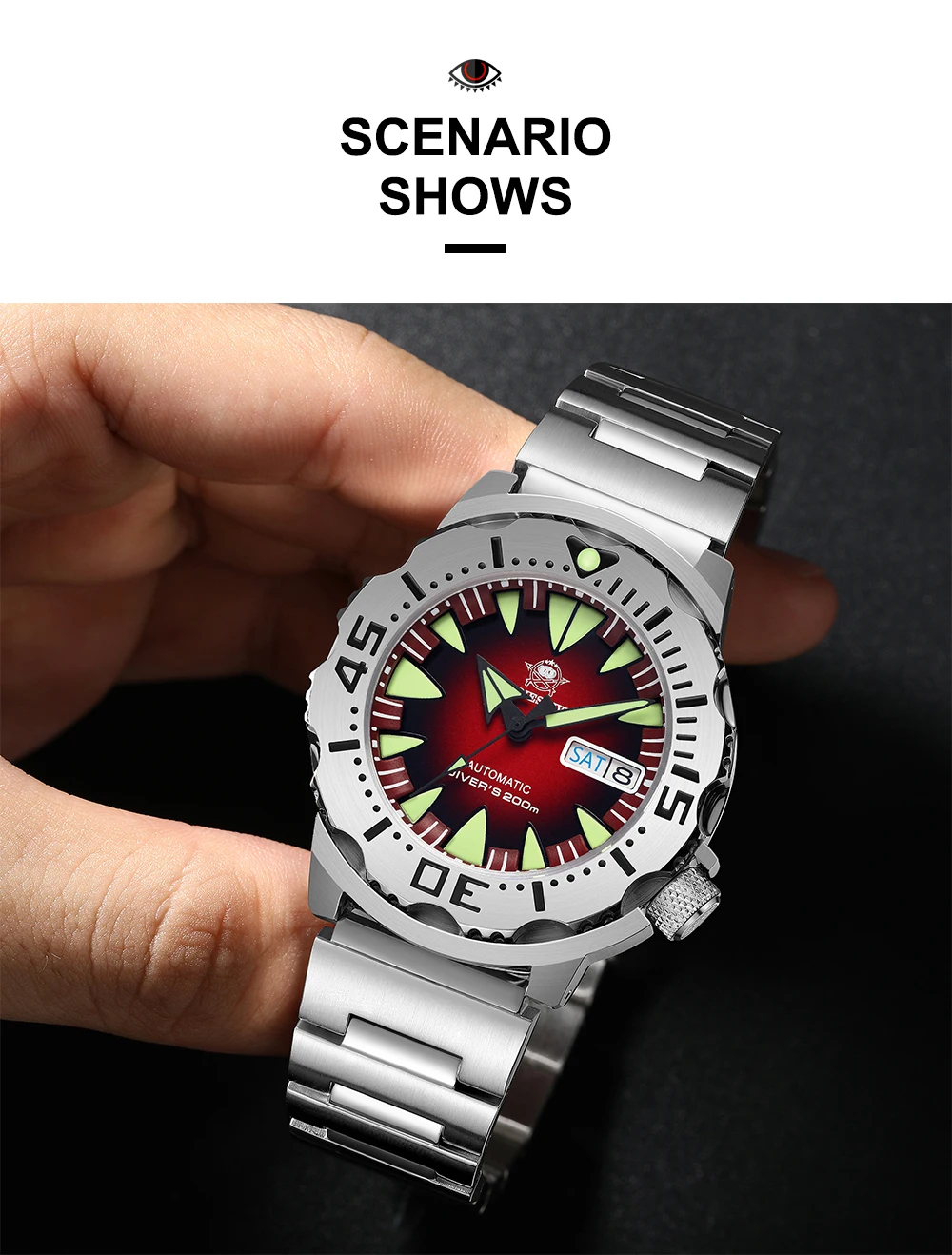 ADDIESDIVE AD2103 Brand 42MM Men NH36 Dive Watches with Week Steel Bezel watch captain willard Men's monster watch