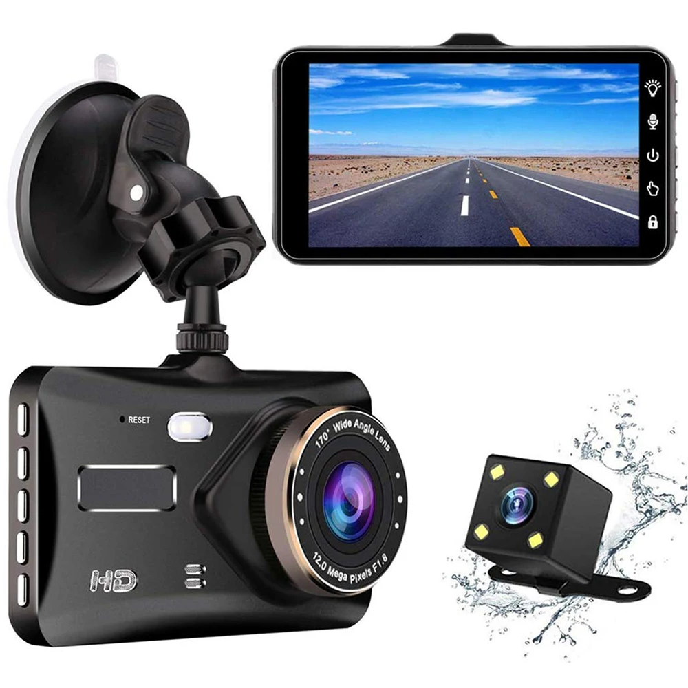 Carrmovil 4 дюйма Сенсорный экран 1080P HD Автомобильный видеорегистратор Камера Двойной объектив видео Регистраторы DVR автомобильный парковочный монитор заднего вида Камера