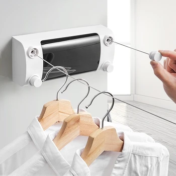 

Telescopic Stainless String Invisible Clothesline Non Perforated Double Line Bathroom Balcony Toilet Hanger Wall Drying Rack