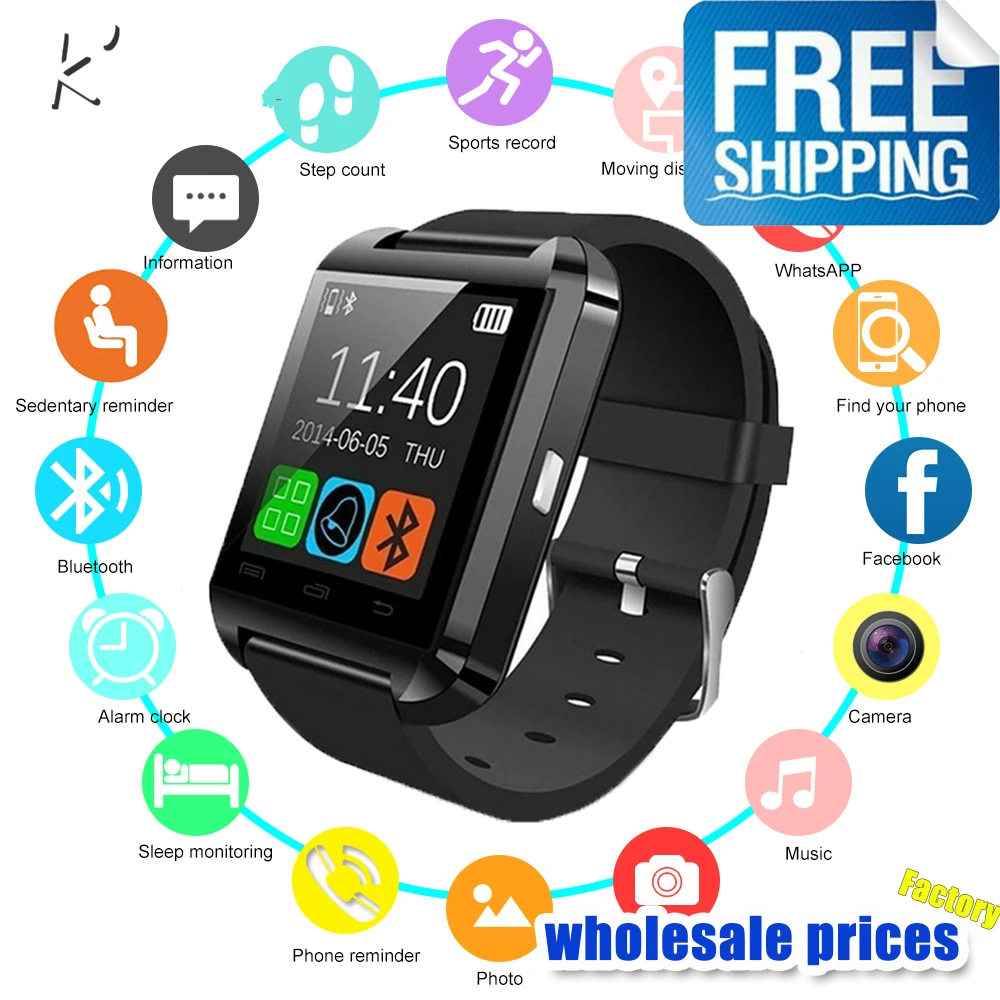 K' 2019 новые U8 Смарт часы Bluetooth U80 для IPhone 6 / 5S Samsung S6 Note 4 HTC телефоны Android смартфоны