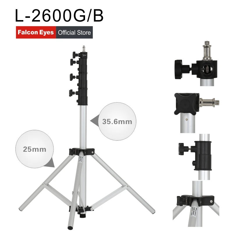 

Falcon Eyes Lightweight Light Stand Portable Adjustable Light Stands 4 Sections DSLR Camera Tripod For LED Photo Lamp L-2600G/B