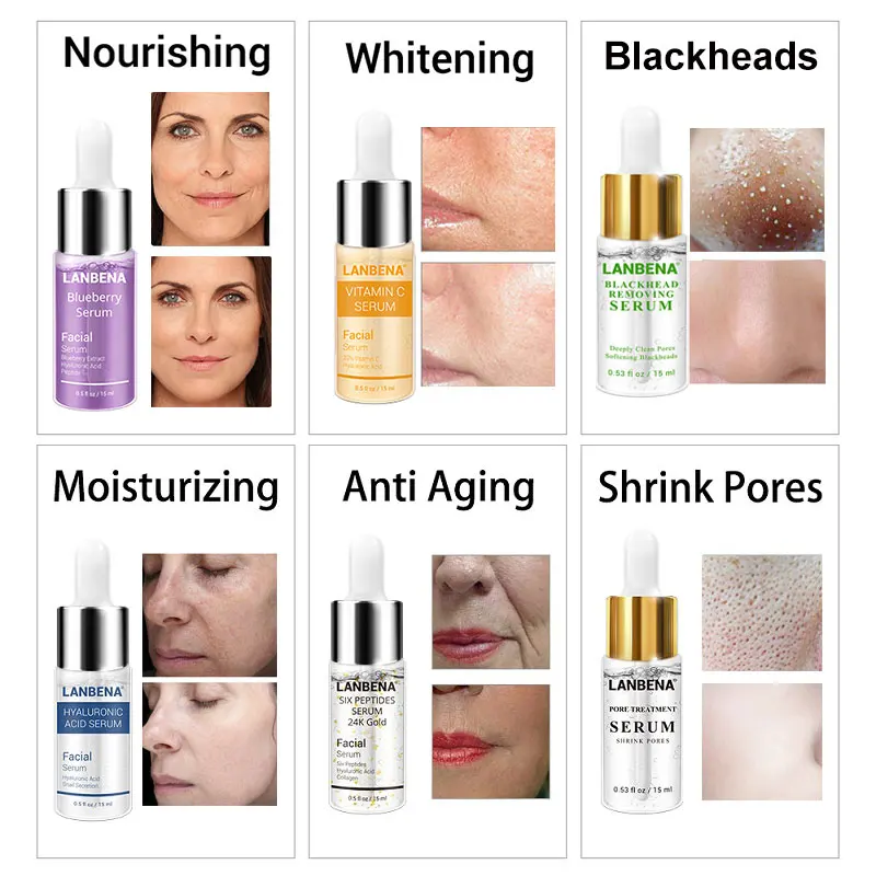 LANBENA Face Serum Essence Hyaluronic Acid 24K Gold Anti-Aging Vitamin C Whitening Blackhead Acne Remover Moisturizing Skin Care LANBENA Face Serum Essence Hyaluronic Acid 24K Gold Anti-Aging Vitamin C Whitening Blackhead Acne Remover Moisturizing Skin Care