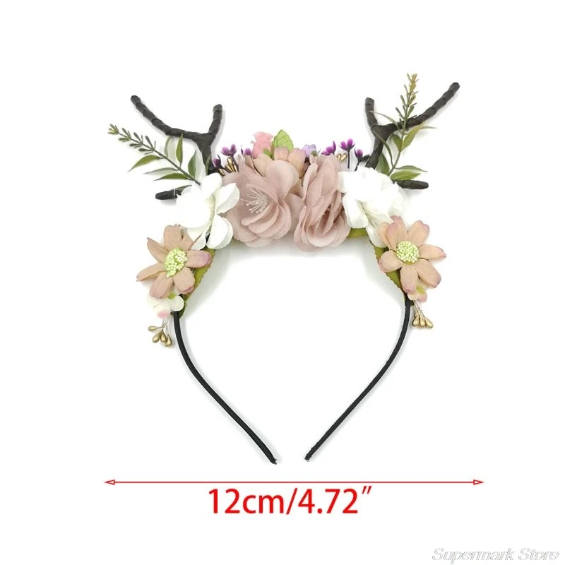 pirate costume women Adult Kids Christmas Deer Antler Headband with Artificial Flowers Blossom Horn Ears Festival Hair Hoop Fairy Cosplay cosplay