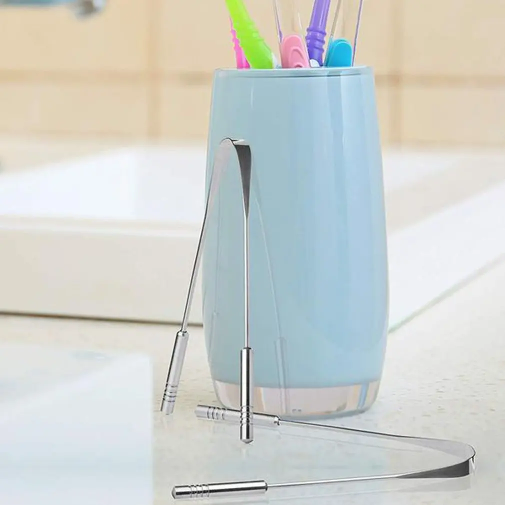 Stainless Steel Tongue Cleaner Remove Bad Breath Device Universal Tongue Coating Cleaner Portable Oral Hygiene Dental Care