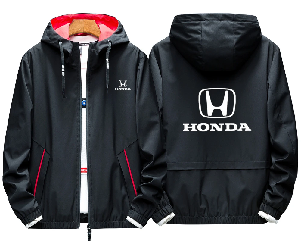 2020 печатных HONDA Мужчины люксовый мотоциклетная куртка с капюшоном на молнии