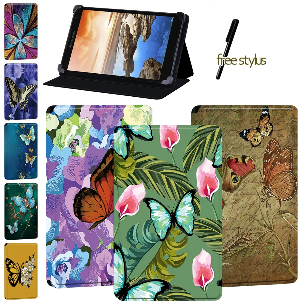 

Tablet Case for Lenovo Yoga Tab 4 Plus 10"/Thinkpad Tablet 2 10.1"/Yoga Book 10.1"/Tab 8 Butterfly Pattern Leather Cover Case