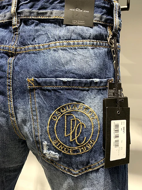 Европейский стиль, мужские s dsq брендовые джинсы coolguy, мужские узкие джинсы, джинсовые брюки на молнии, синие дырявые узкие брюки, джинсы для мужчин