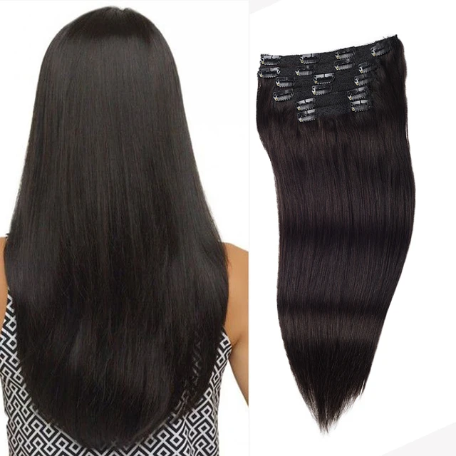 Toysww Straight Clip in Human Hair Extensions Machine Made Remy 6PCSset  Real European Natural Hair - AliExpress