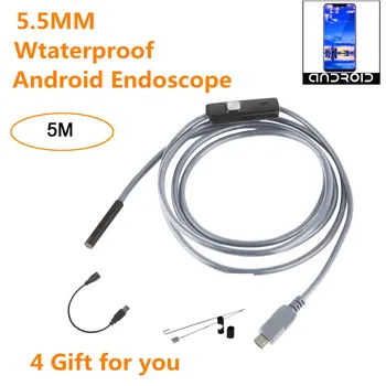 

5.5mm Endoscope Camera Waterproof Endoscope 6 Adjustable LEDs 5M/3.5M/2M/1.5M/1M Cable Inspection Borescope for Android 407#2