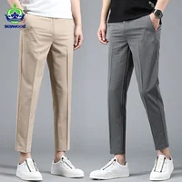 Spring Summer Business Suit Pants Men Thin Formal Slim Fit Classic Office Ankle Length Straight Casual Trousers Brand clothing 1