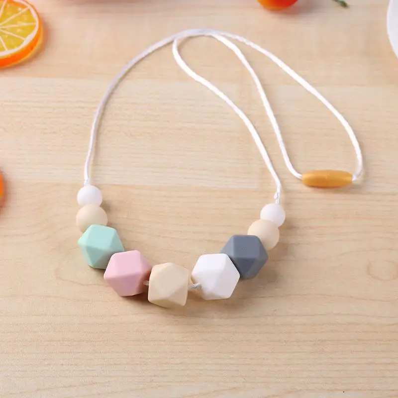 Most effective  Wooden Teether Necklace Silicone Chewing Beads Teething Training Pendant Toys Baby Nursing Tools Ki