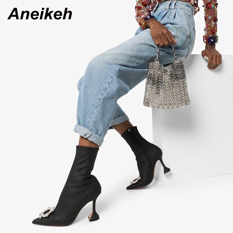 high heel sock style ankle boots