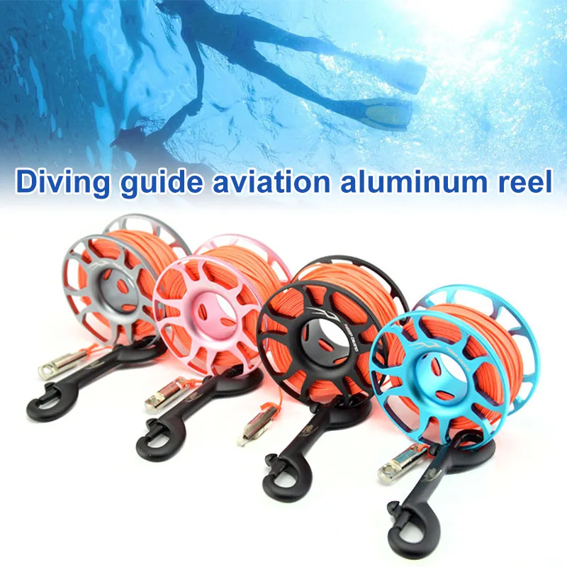 Hot Diving Aluminum Alloy Spool 15/30 Meter Reel with Stainless Steel Screw Fitting Hook   MVI-ing