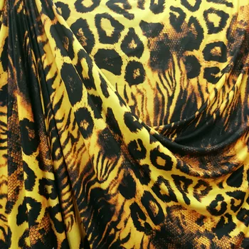 

Yellow Snake Leopard Print Cloth Fabric For Latin Dance Dress DIY Home Table Cloth Elastic Milk Print Cloth Fabric By Meter
