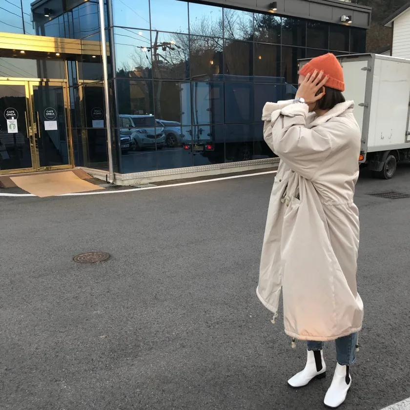 Осень и зима Южная Корея Dongdaemun женское платье длинное плотное хлопковое Стеганое пальто для женщин