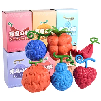 

Anime One Piece Devil Fruit Gum Gum Flame Flame Ope Ope Chop Chop Human Human Shock Fruit PVC Figures Model Toys 6pcs/set