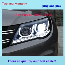 Автомобильный Стайлинг для VW 2010-2013 Tiguan фары новые Tiguan светодиодный фары DRL линзы двойной луч H7 HID ксеноновые автомобильные аксессуары