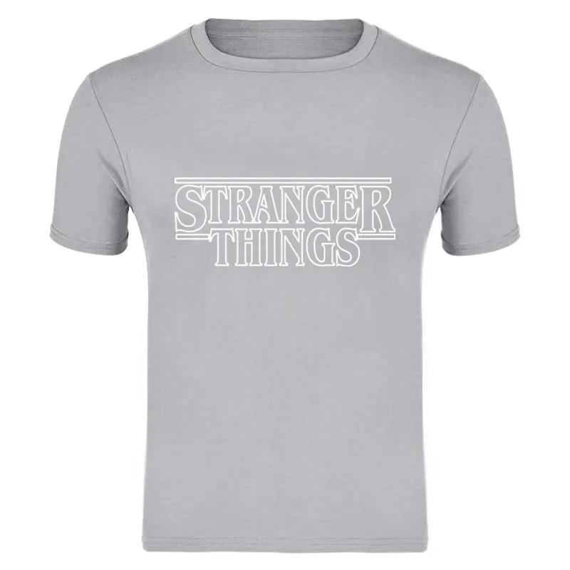 STRANGER THINGS Mens T-Shirts Summer cotton Short Sleeve T Shirts New casual Tee Shirts Male T shirt S-XXXL - Цвет: gray