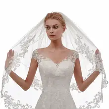 Белая свадебная заколка цвета слоновой кости вуаль с гребнем бедра длина до кончика пальцев 2 т Кружевной Край Аппликации свадебная вуаль