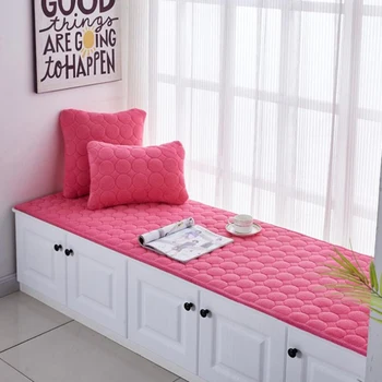 

Pure Color Bay Window Cushion Tatami Cushion Simple Quilted Embroidered Balcony Cushion60x120/70x120/60x180/70x210/60x150/cm