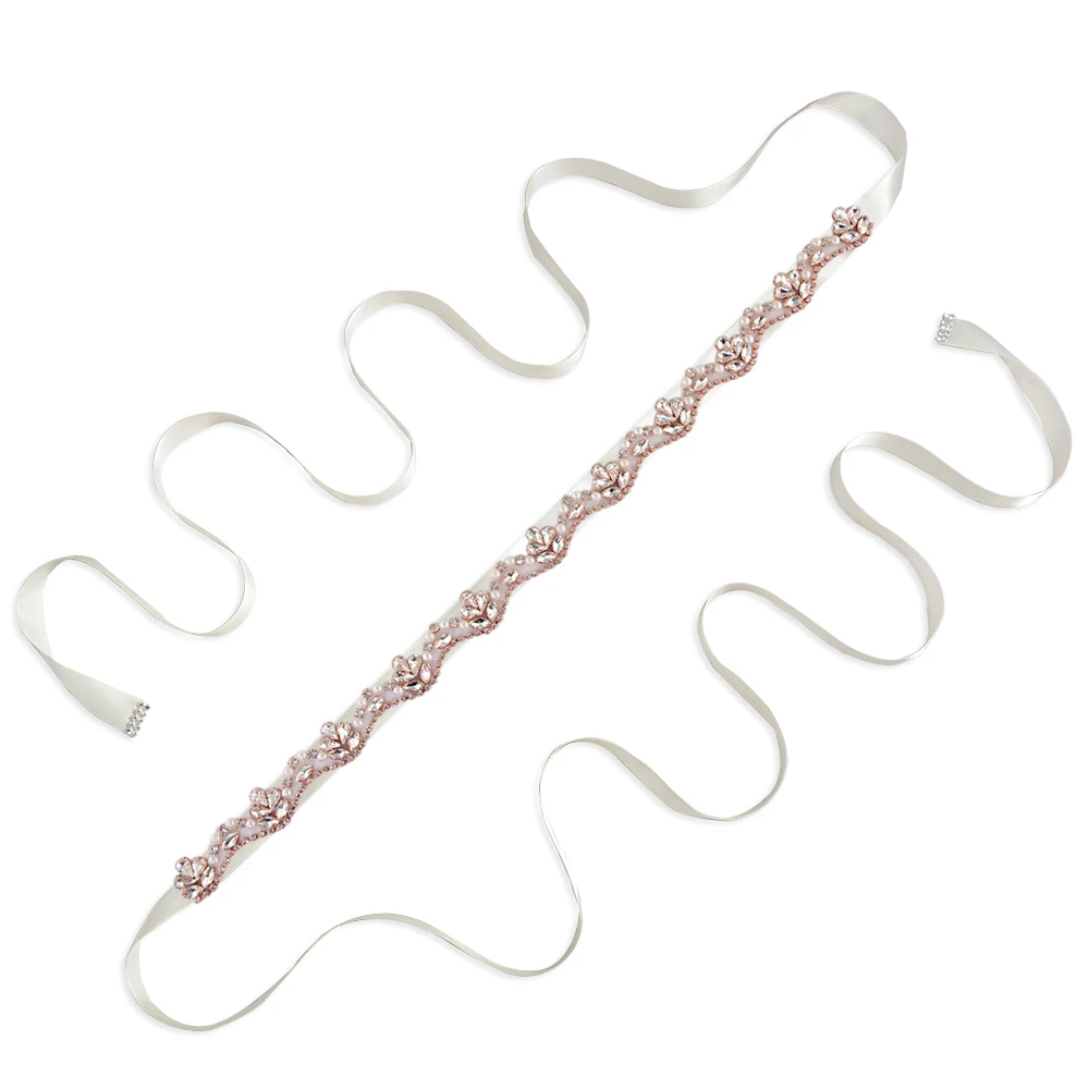 off white TRiXY S421-RG, розовое золото, стразы, свадебный пояс, кристалл, свадебный пояс, пояс для невесты, платья для подружек невесты, аксессуары - Цвет: off white
