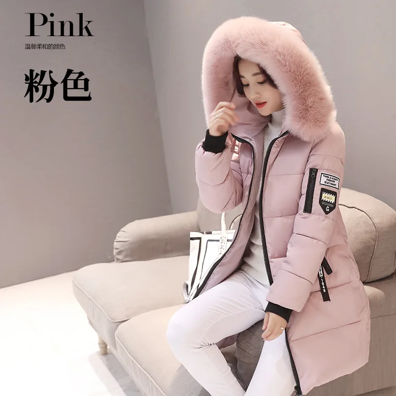 Женское зимнее черное длинное меховое пальто с капюшоном, Куртка Harajuku, уличная одежда, корейская мода, парки, одежда на молнии, ветровка - Цвет: Розовый