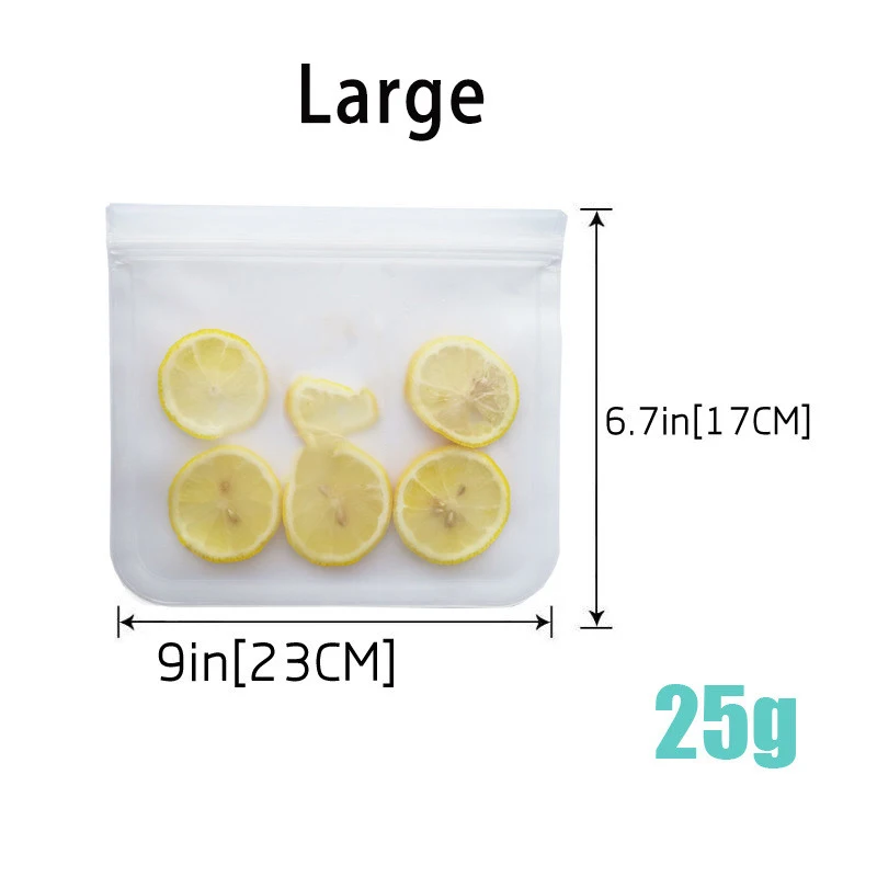 Силиконовый мешок с зажимом мешок многоразовый Холодильник Уплотнение еда свежие сумки кухонная емкость для заморозки сохранение свежести герметичный контейнер - Цвет: 1PC Large