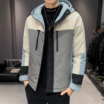 

Splice Windproof Men Jacket Winter Warm Thicken Parkas Hooded Coats Windbreaker Erkek Mont Casual Overcoat Men Clothes 2019