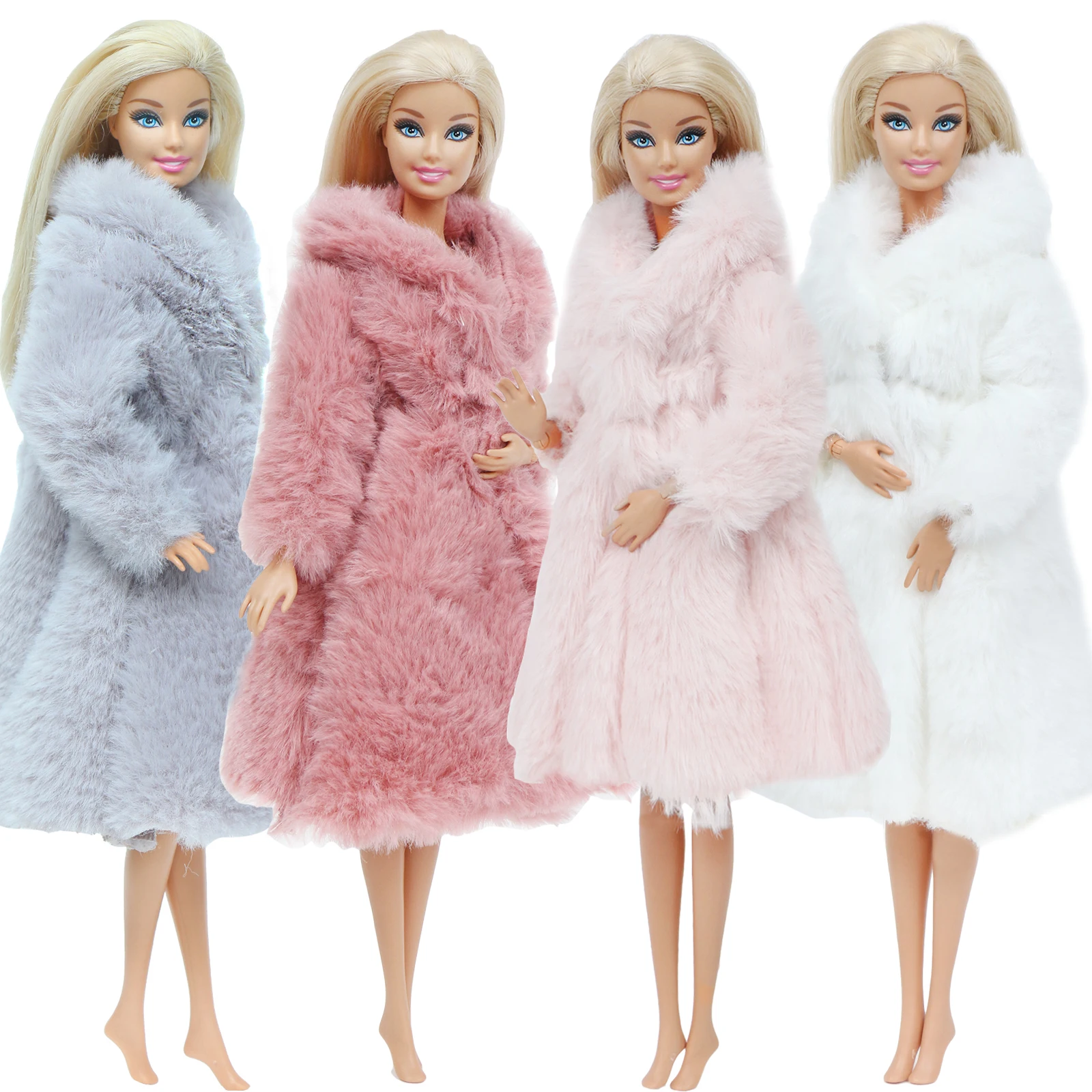 Multicolor 1 Conjunto de manga larga abrigo de piel suave Tops vestido de invierno Casual Ropa Accesorios ropa para muñeca Barbie niños juguete