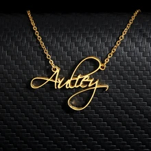 Custom Name Necklace Scriptina Font Necklace For Women Gold stainless steel Chain Chokers Birthday Gifts collares de moda 2019