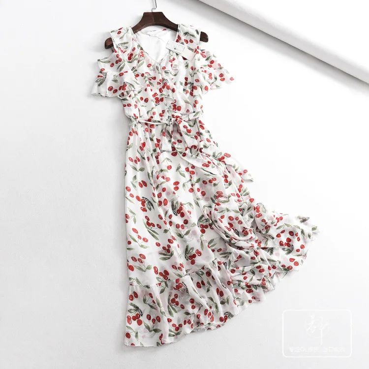 

A Generation of 2019 Summer New Products Fresh Ladies' Simple off-Shoulder Chiffon Dress Entity