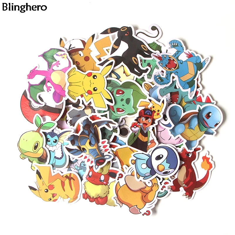 10 компл./лот Blinghero Пикачу 36 шт./компл. Kawaii аниме Стикеры Скрапбукинг Стикеры s ноутбук Стикеры s декоративные настенные наклейки BH0098