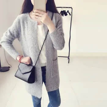 

Knitted Sweater Coat Women Long Section Loose Korean Simple Fashion Cardigan Female Comfortable Breathable Sweater