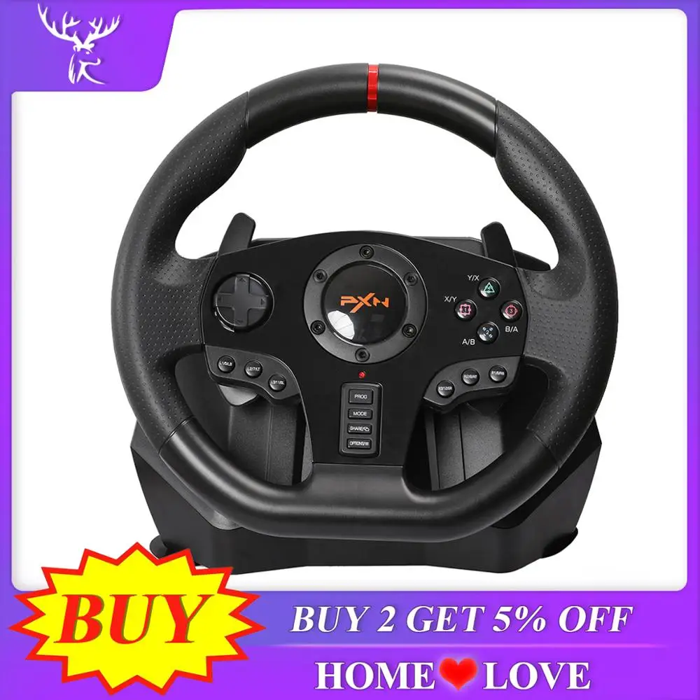 PXN V900 Gaming Steering Wheel 900 Degree Gamepad Controller Racing Video Game Vibration For PC PS3