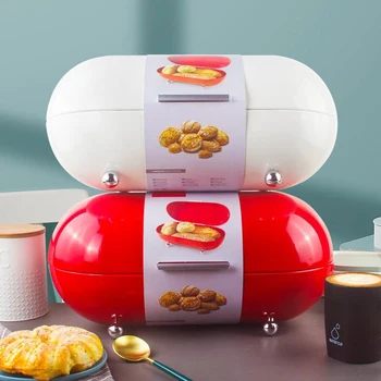 

Vintage Style Bread Box Snacks Organizer Holder Kitchen Large Capacity