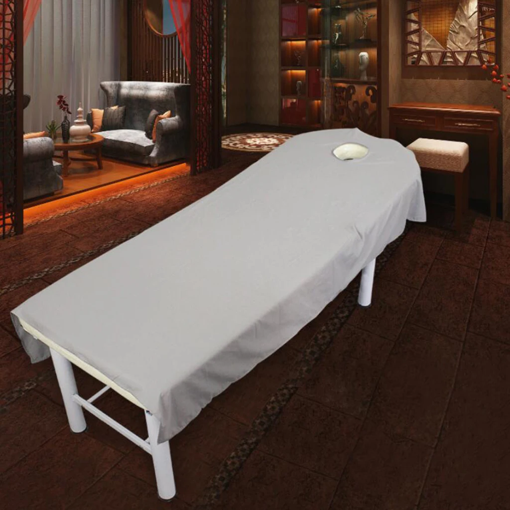 120cm*190cm SPA Massage Treatments Bed Table Cover for Beauty Salon Couch Sheets With Breath Face Hole, 9 Colors Available