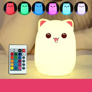 

Cute Shape Patted Silicone Night Light Lovely LED Lamp Christmas Gift for Baby Kids Room Multicolor Touch Nightlight