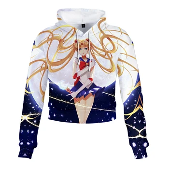 

2019 Sailor moon short Hoodie 3D Sweatshirts Serpents Streetwear Tops Spring Sailor moon Hoodies Female Hooded Harajuku Sping