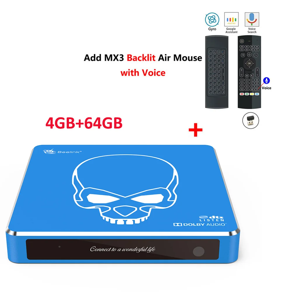 Beelink GT-King PRO Android Tv Box 4GB64GB 2,4G/5,8G wifi Amlogic S922X LAN 1000M Bluetooth 4.11080p телеприставка VS UGOOS AM6 PRO - Цвет: 4GB64GB add mx3l mic