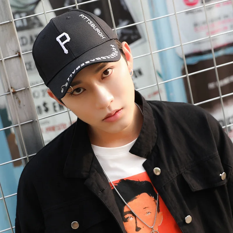 

Hat Men's Summer Korean-style Iron Hoop Street Brim Hat Student Versatile Hip Hop Sun Baseball Cap Topee