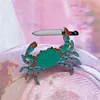 Jean en jean, broche de crabe vert en émail, broche au couteau, bijoux pour animaux aquatiques, cadeau pour amis amoureux des animaux ► Photo 1/6