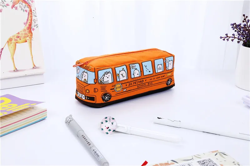 Школьный автобус милый школьный чехол для ручек, тканевый пенал etui a crayons cuir пенал для карандашей, стильный чехол для карандашей, школьная сумка 04972