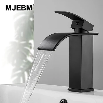 

MJEBM Black Square Paint Sink Faucet Washbasin Faucet Bathroom Basin Faucets Hot Cold Mixer Tap Single Hole Kitchen Items