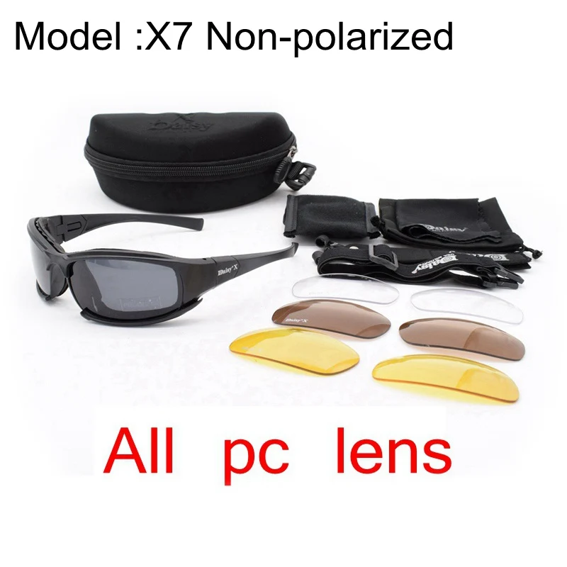 X7 non polarized Тактические очки с ромашками, военные очки, армейские солнцезащитные очки с 4 линзами, оригинальная коробка, мужские очки для стрельбы, Gafas - Цвет: X7 non polarized